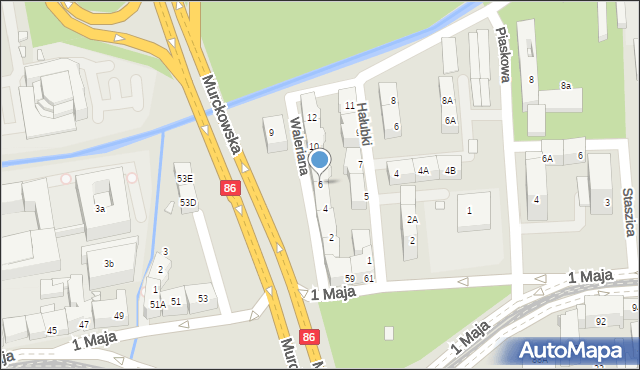 Katowice, Waleriana, 6, mapa Katowic