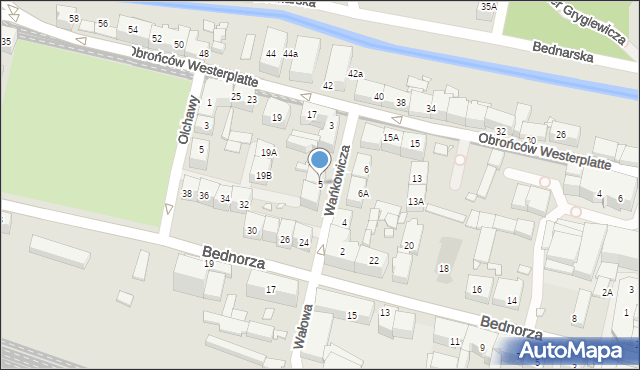 Katowice, Wańkowicza Melchiora, 5, mapa Katowic