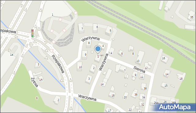 Katowice, Warzywna, 1, mapa Katowic