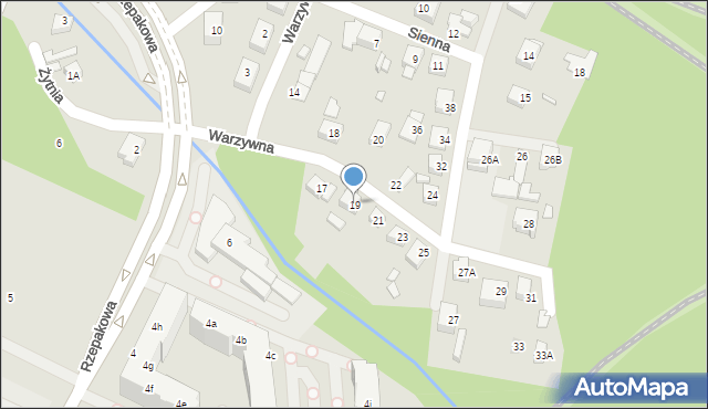 Katowice, Warzywna, 19, mapa Katowic