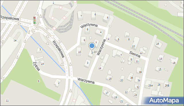 Katowice, Warzywna, 2, mapa Katowic