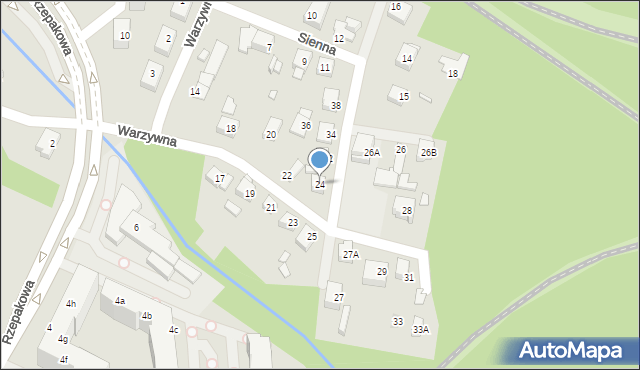 Katowice, Warzywna, 24, mapa Katowic