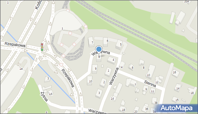 Katowice, Warzywna, 8, mapa Katowic