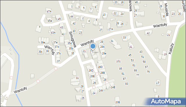 Katowice, Wantuły Jana, 25a, mapa Katowic