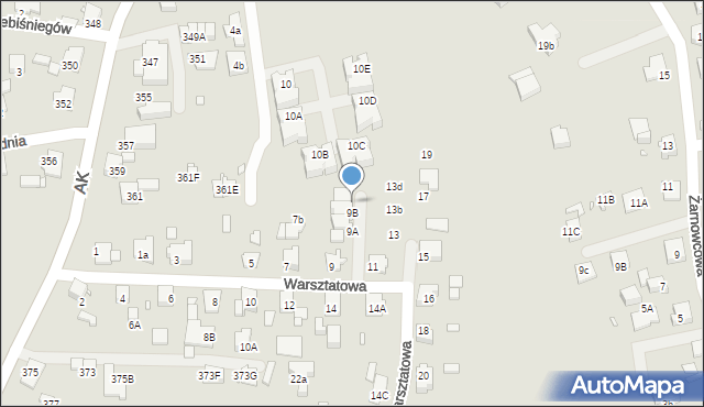 Katowice, Warsztatowa, 9C, mapa Katowic