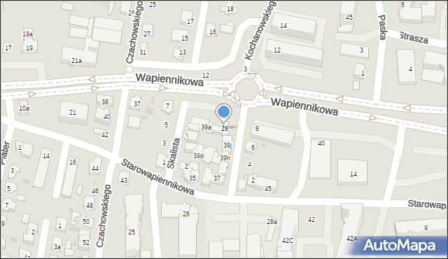 Kielce, Wapiennikowa, 28, mapa Kielc