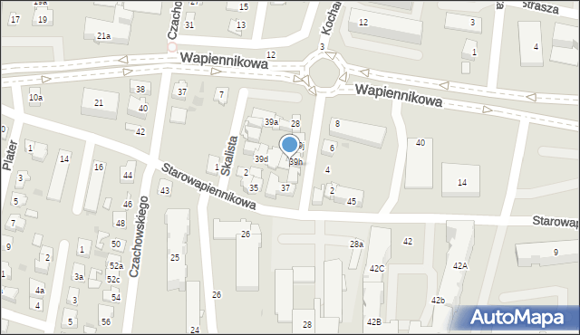 Kielce, Wapiennikowa, 39g, mapa Kielc