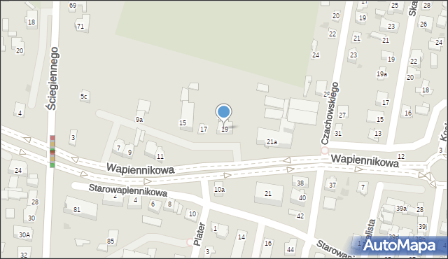 Kielce, Wapiennikowa, 19, mapa Kielc