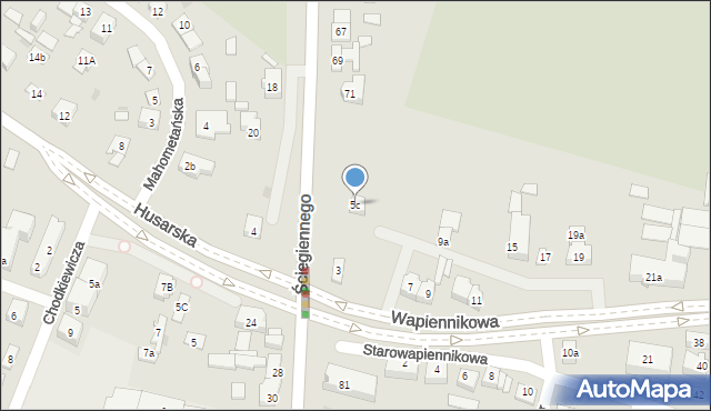 Kielce, Wapiennikowa, 5c, mapa Kielc