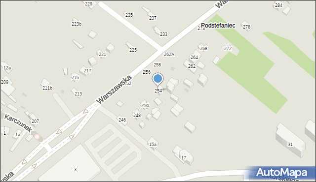 Kielce, Warszawska, 254, mapa Kielc