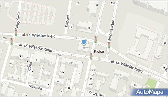 Kielce, Warszawska, 17, mapa Kielc