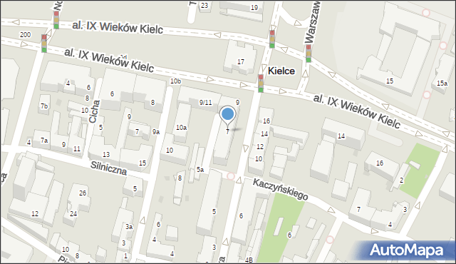 Kielce, Warszawska, 7, mapa Kielc