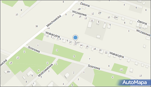 Kłączno, Wakacyjna, 12, mapa Kłączno