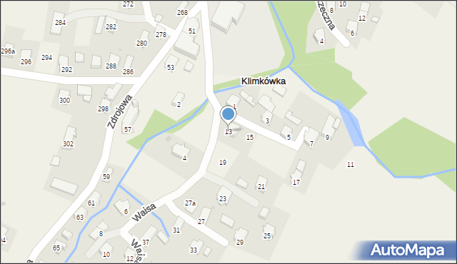 Klimkówka, Waisa Kazimierza, ks., 13, mapa Klimkówka