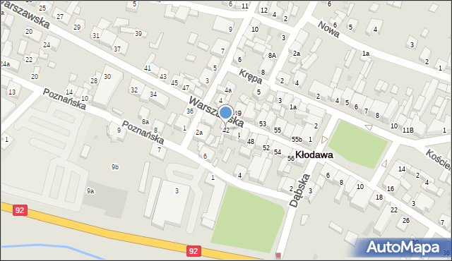 Kłodawa, Warszawska, 42, mapa Kłodawa