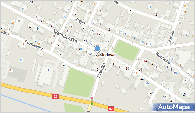 Kłodawa, Warszawska, 56, mapa Kłodawa