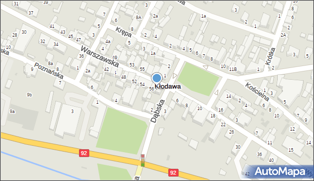 Kłodawa, Warszawska, 58, mapa Kłodawa