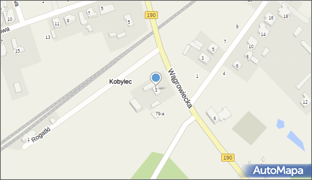 Kobylec, Wągrowiecka, 1, mapa Kobylec