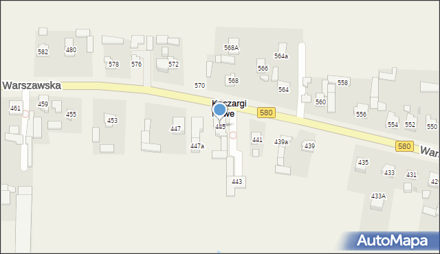 Koczargi Nowe, Warszawska, 445, mapa Koczargi Nowe