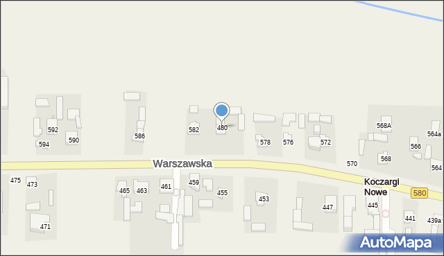 Koczargi Nowe, Warszawska, 480, mapa Koczargi Nowe