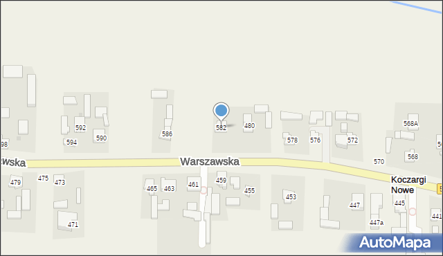 Koczargi Nowe, Warszawska, 582, mapa Koczargi Nowe