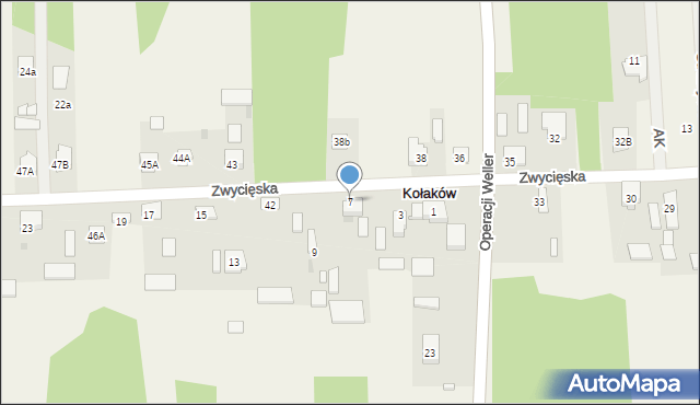 Kołaków, Walecznych, 7, mapa Kołaków