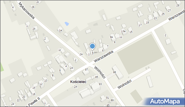 Kościelec, Warszawska, 3, mapa Kościelec