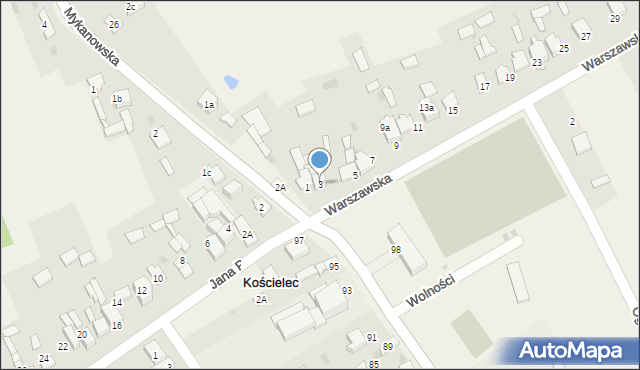 Kościelec, Warszawska, 3, mapa Kościelec