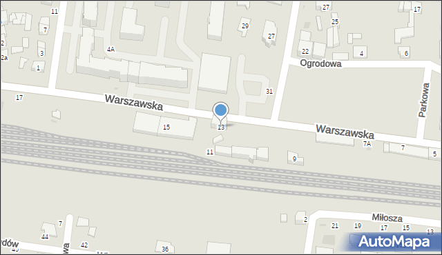 Kostrzyn, Warszawska, 13, mapa Kostrzyn