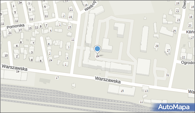 Kostrzyn, Warszawska, 4A, mapa Kostrzyn