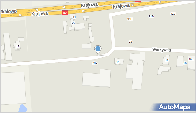 Kostrzyn, Warzywna, 13, mapa Kostrzyn