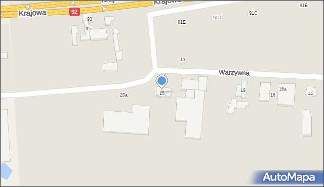 Kostrzyn, Warzywna, 15, mapa Kostrzyn