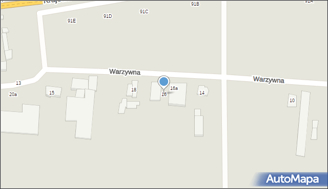 Kostrzyn, Warzywna, 16, mapa Kostrzyn