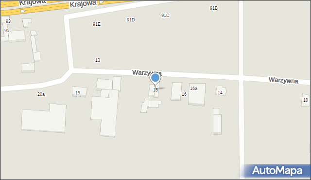 Kostrzyn, Warzywna, 18, mapa Kostrzyn