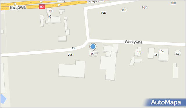 Kostrzyn, Warzywna, 20, mapa Kostrzyn