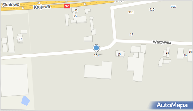 Kostrzyn, Warzywna, 20a, mapa Kostrzyn