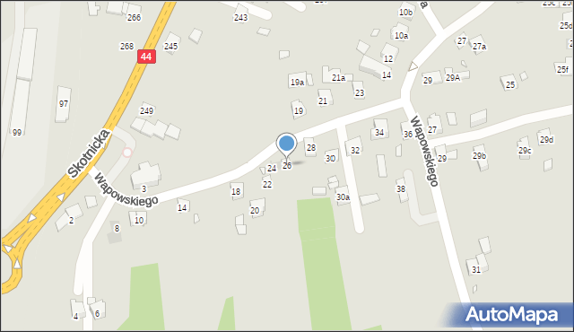 Kraków, Wapowskiego Bernarda, 26, mapa Krakowa