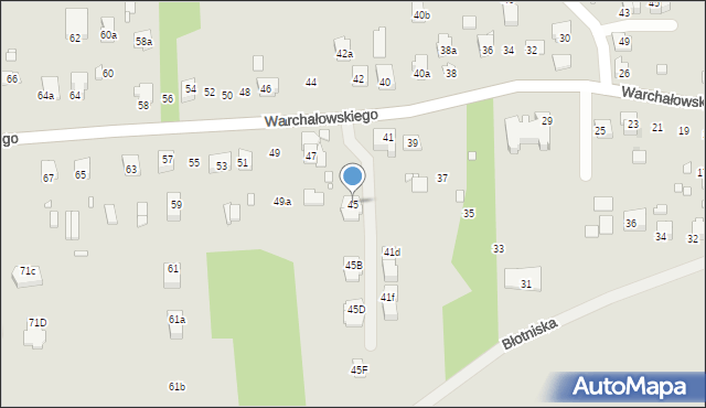 Kraków, Warchałowskiego Edwarda, prof., 45, mapa Krakowa