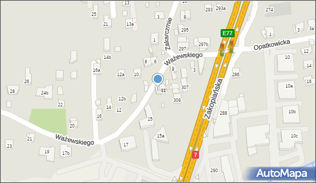 Kraków, Ważewskiego Tadeusza, 11a, mapa Krakowa