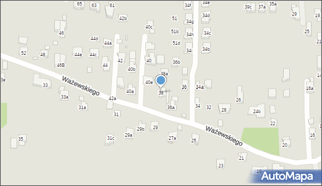 Kraków, Ważewskiego Tadeusza, 38, mapa Krakowa