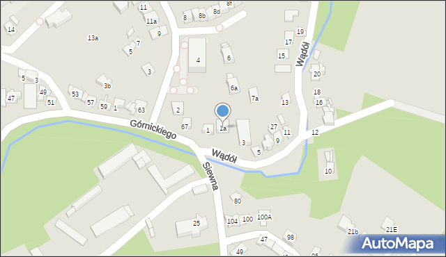 Kraków, Wądół, 1a, mapa Krakowa