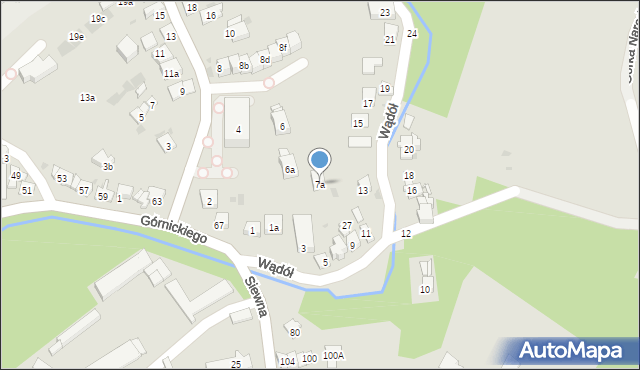 Kraków, Wądół, 7a, mapa Krakowa