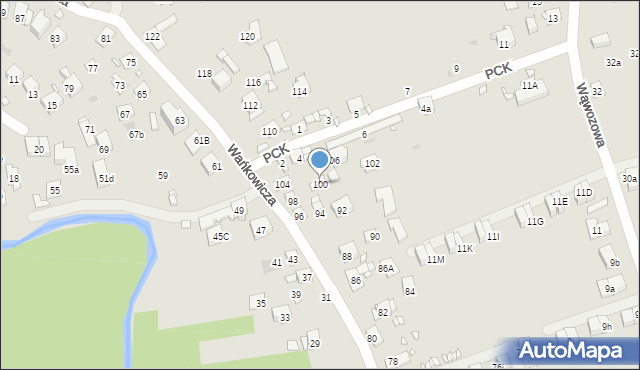 Kraków, Wańkowicza Melchiora, 100, mapa Krakowa