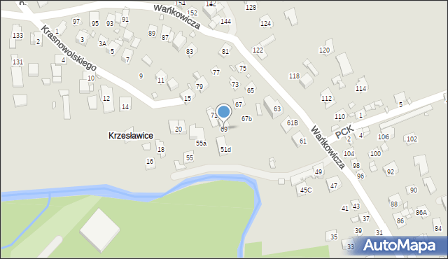 Kraków, Wańkowicza Melchiora, 69, mapa Krakowa