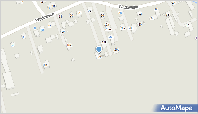 Kraków, Wadowska, 22c, mapa Krakowa