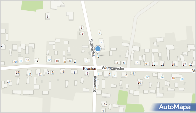 Krasice, Warszawska, 1, mapa Krasice