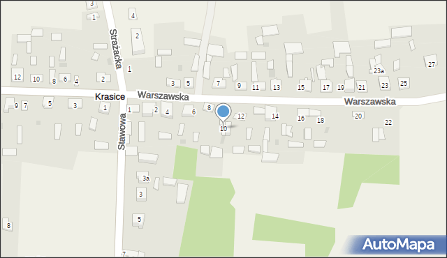 Krasice, Warszawska, 10, mapa Krasice