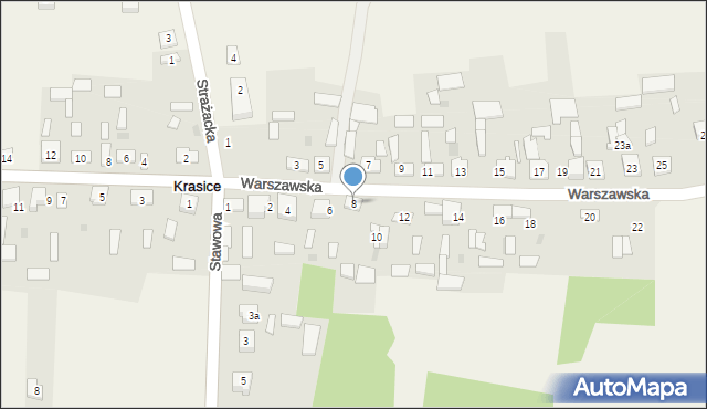 Krasice, Warszawska, 8, mapa Krasice