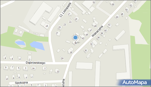 Krosno Odrzańskie, Wakacyjna, 39, mapa Krosno Odrzańskie