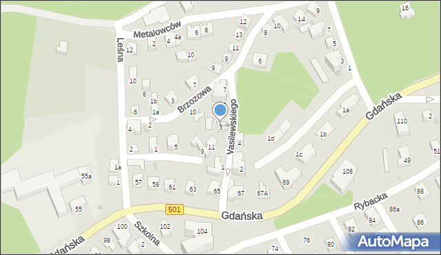 Krynica Morska, Wasilewskiego Bernarda, mjr., 3, mapa Krynica Morska